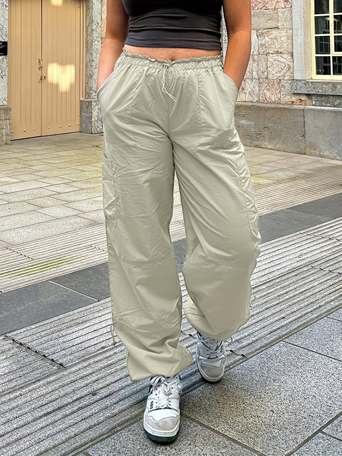 Pocket Patched Drawstring Cargo Pants