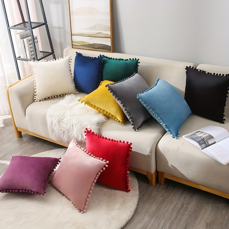 Solid Velvet Throw Pillow Covers For Living Room Bedroom - Temu
