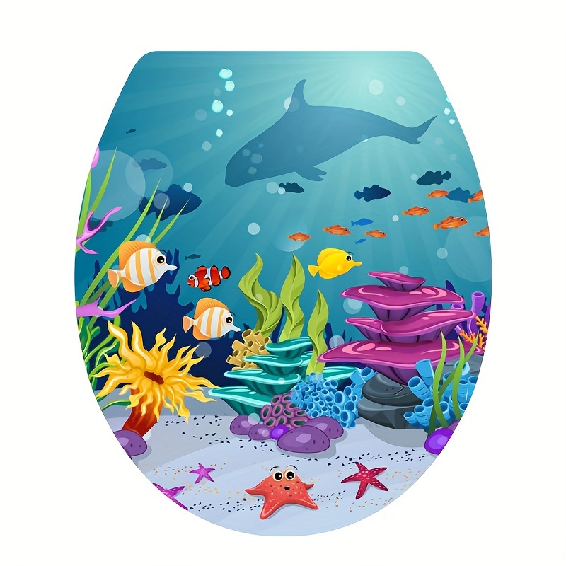 Fantasy Ocean Coral Fish Bathroom Sticker, Toilet Home Decor Wall