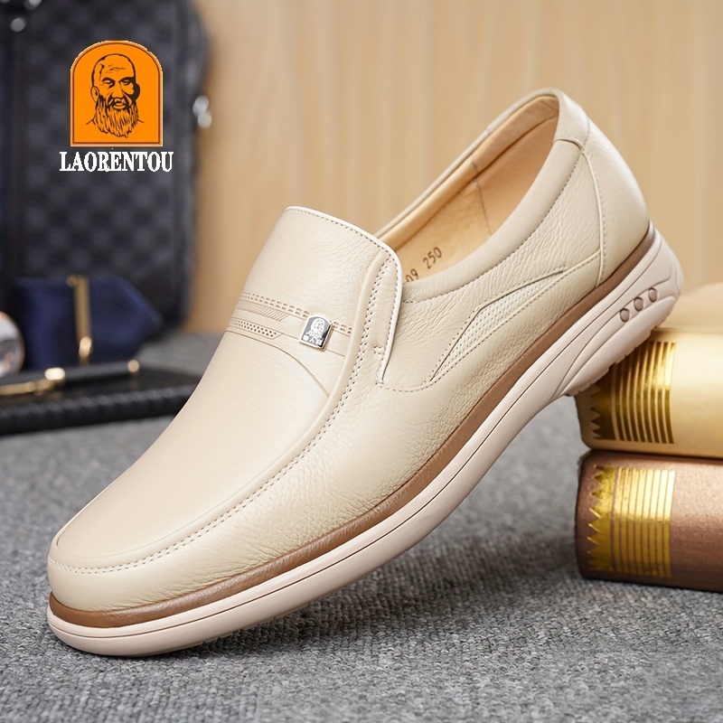 Laorentou Mens Premium Leather Horsebit Loafer Shoes Lightweight