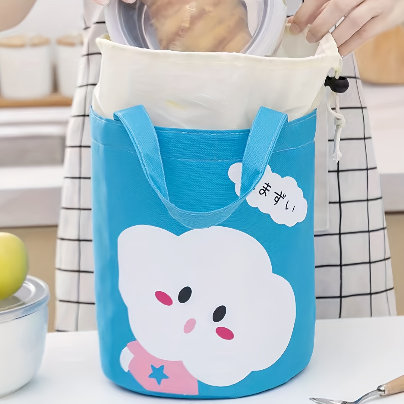 Lunch Bag With Food Insulated Bucket Bag Student Round Lunch - Temu