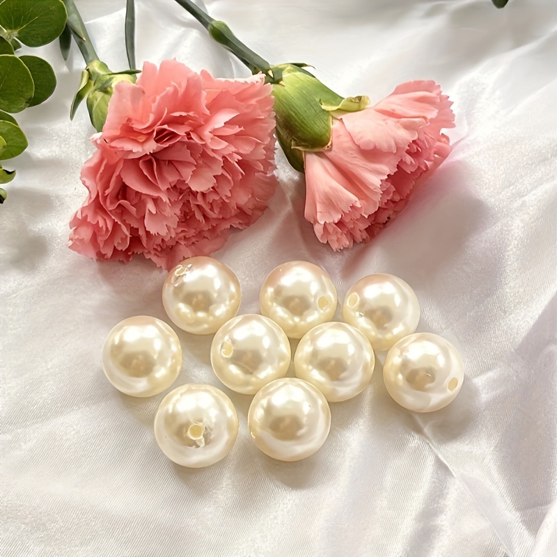 Oval Shaped Imitation Pearl Large Holes Beige White Beads - Temu