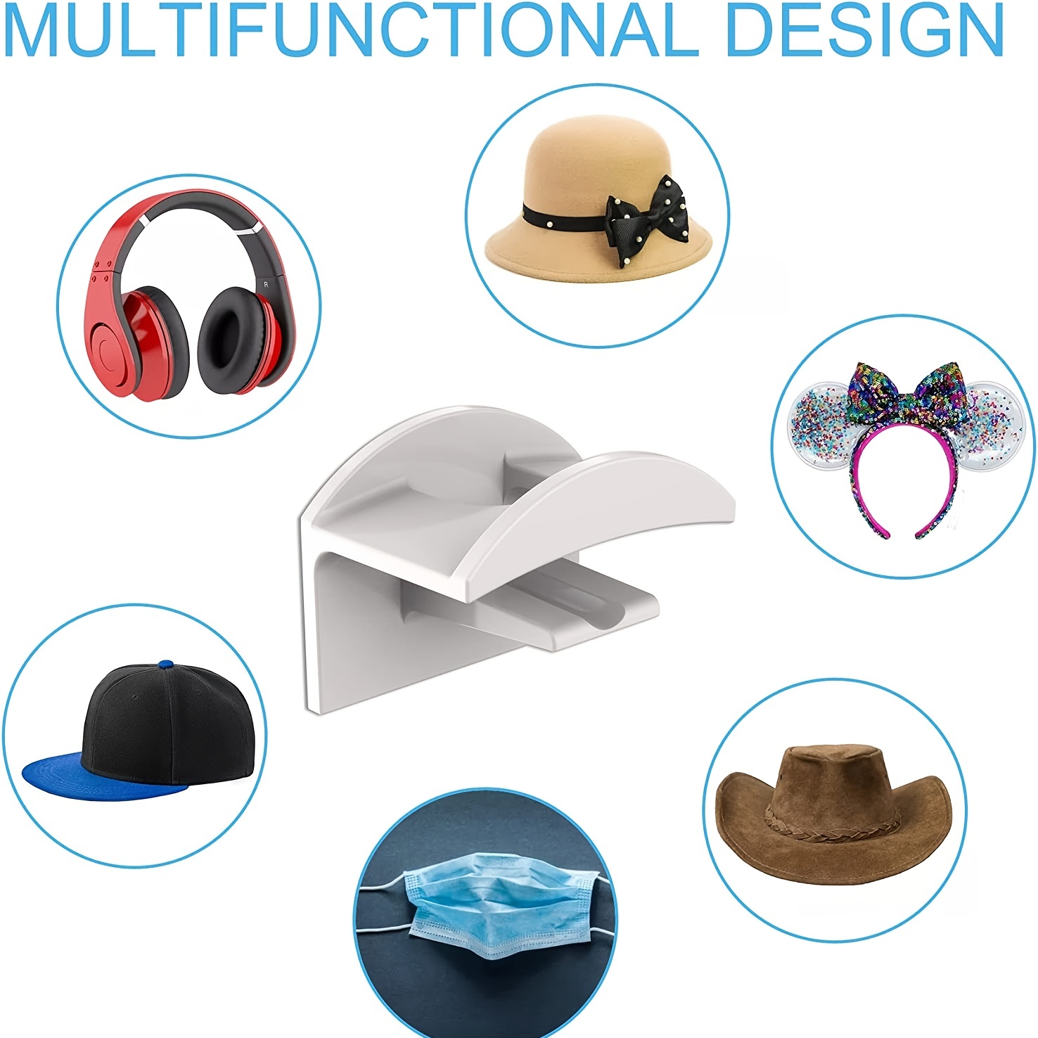 Adhesive Hat Hooks For Wall - Minimalist Hat Rack - Strong Hold Hat Hangers