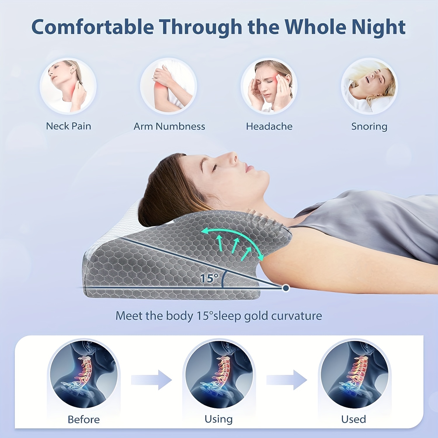 1 Contour Orthopedic Pillow Neck Pain Cervical Pillow - Temu Canada
