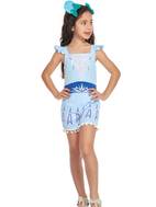 girls pom pom hem princess romper jumpsuit with ruffle trim for birthday party dress up summer clothes