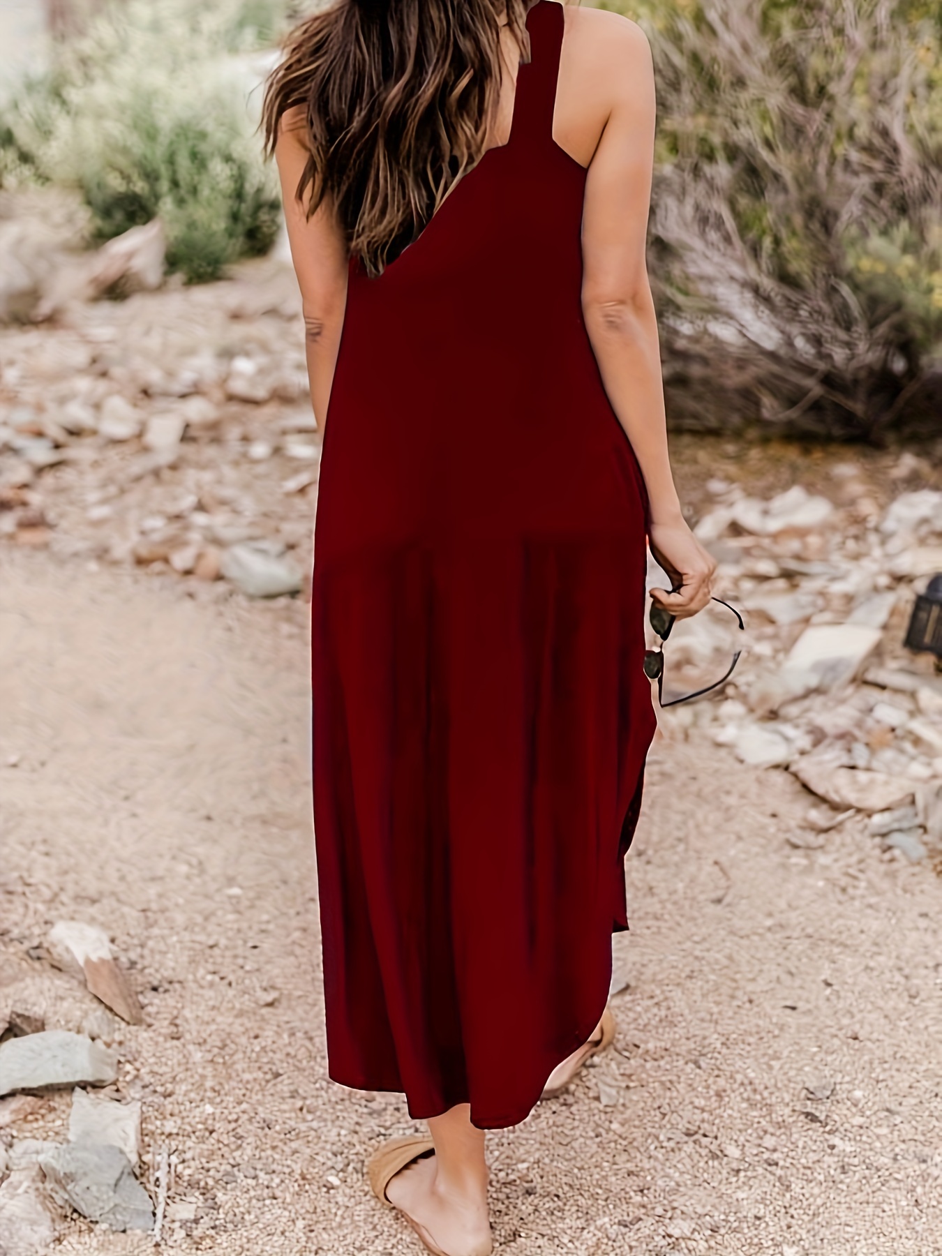 Burgundy maxi sale dress casual