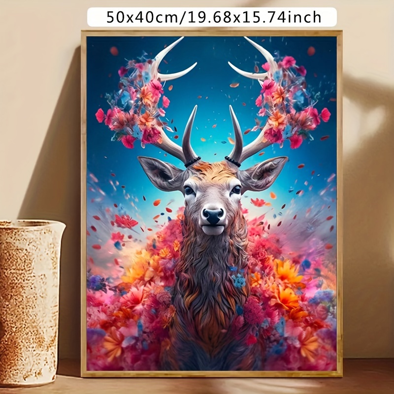 Wonderland Flowers Sika Deer 5d New Diamond Painting Mosaic - Temu