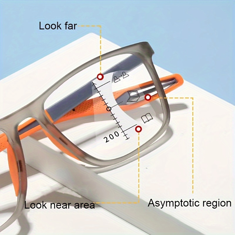 Sporty TR Frame Reading Glasses, Unplated Precious Metal, Lightweight Comfortable Design, with Smart Zoom, with Strength Lenses Included for Men