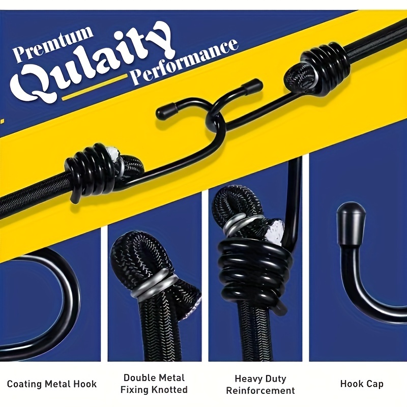 2pcs Elastic Bungee Cord Black Bungee Cord with Carabiner Hook Bungee with  Carabiner Hook Black Bungee Cords Black Bungee Cord Tie Downs Strap Stretch
