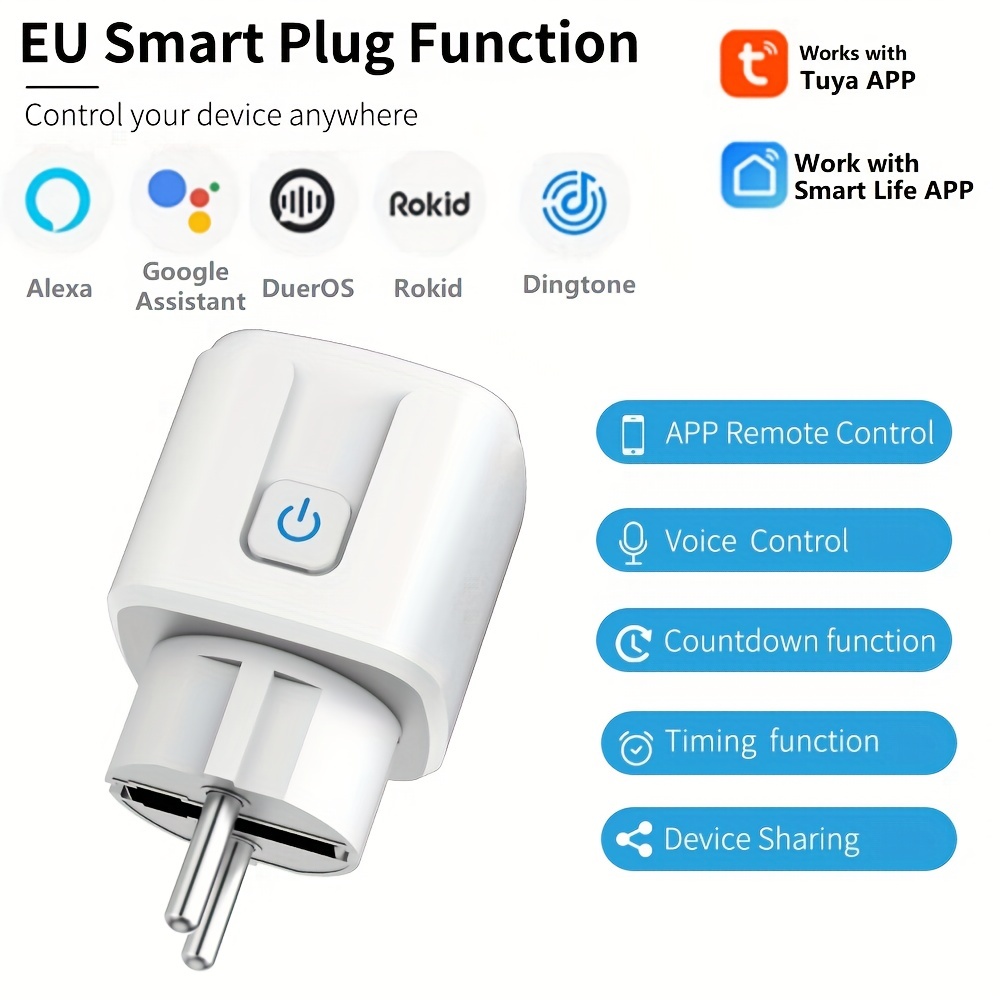 Smart Mini Smart Plug, Wifi Plug Outlet Timer Smart Socket Works With Alexa  And Google Home, App Control, No Hub Required, 2.4ghz Wi-fi Only - Temu
