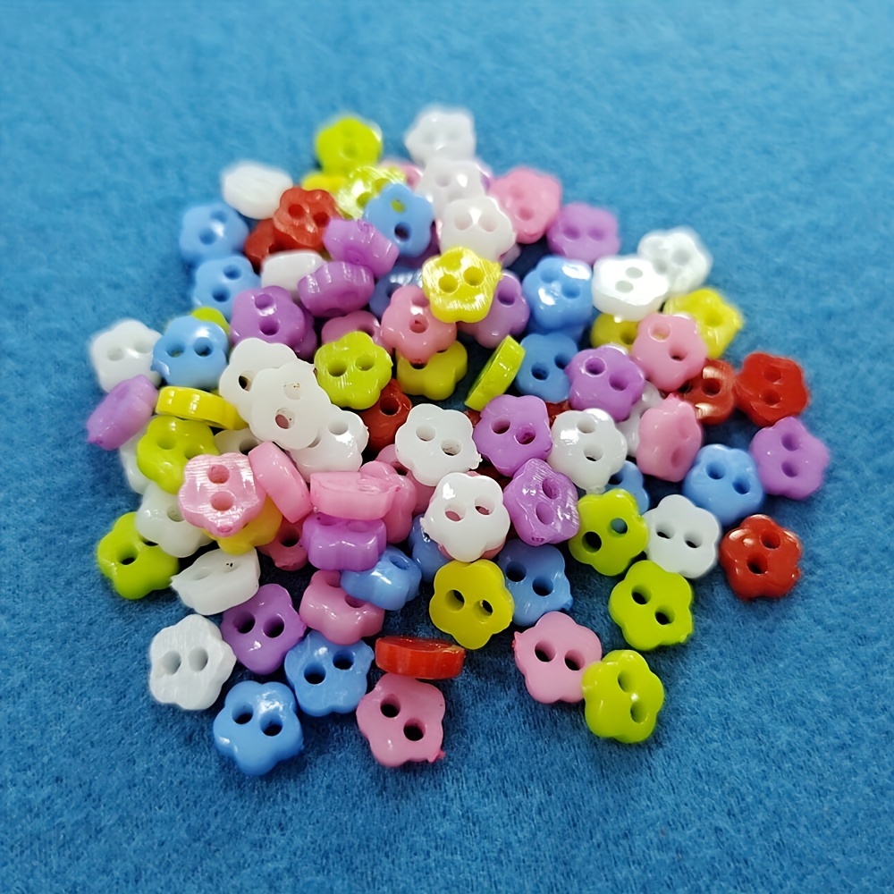 100pcs Mixed Color 7mm Holes Plastic Small Buttons Doll Clothing  Accessories Clothing Sewing Supplies Random Color