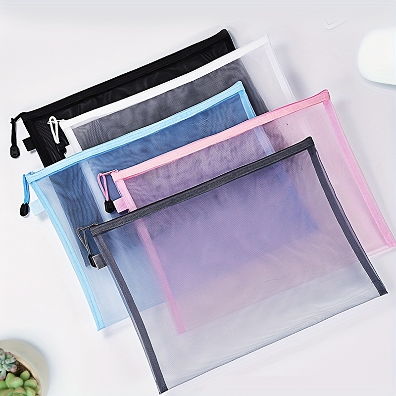 6 Pcs Mesh Cosmetic Bag Multifunctional Makeup Pouches with Zipper File Bag  Organizer