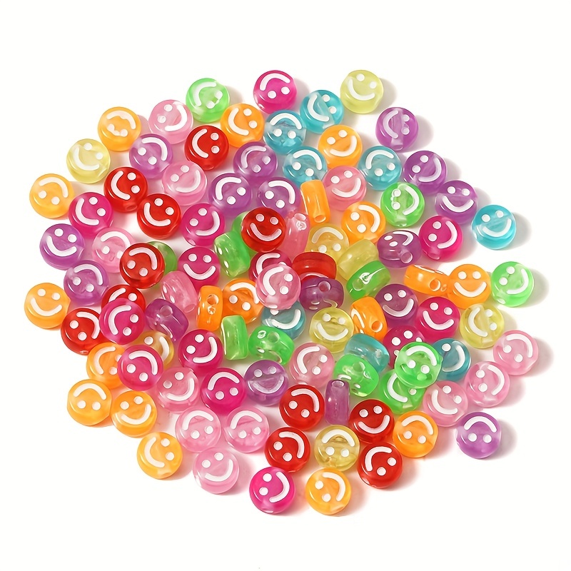 300Pcs Smiley Face Beads - 10mm Happy Face Acrylic Smiley Face Beads,  Handmade Smiley Beads, Polymer Clay Beads for DIY Bracelets, Necklaces,  Jewelry