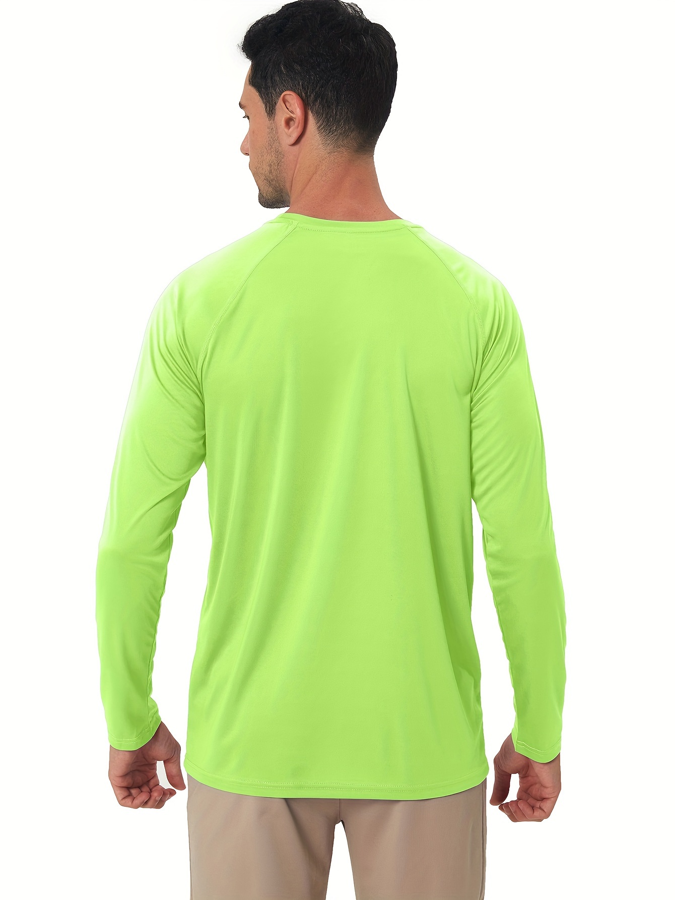 Men's Fashion Long Sleeve Crew Neck Sun Protection T-Shirt, Men's Outdoor Breathable Sports Top for Cycling Fishing, Men's Rash Guard,Temu