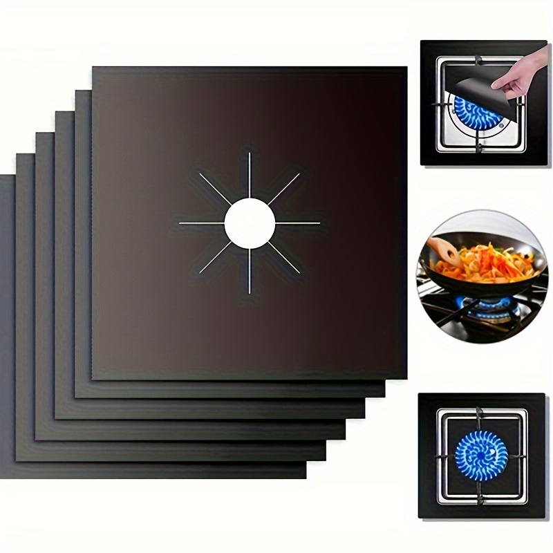 Deago 4 Pcs GAS Stove Burner Covers Non Stick Reusable Stove Top Protector Fast Clean Liners for Kitchen Color: Black 1-H511B * 4