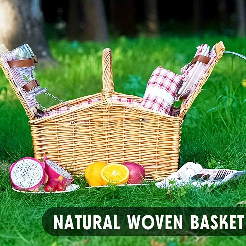 2x Baskets Wicker Picnic Basket Hand Woven Basket Fruit Basket