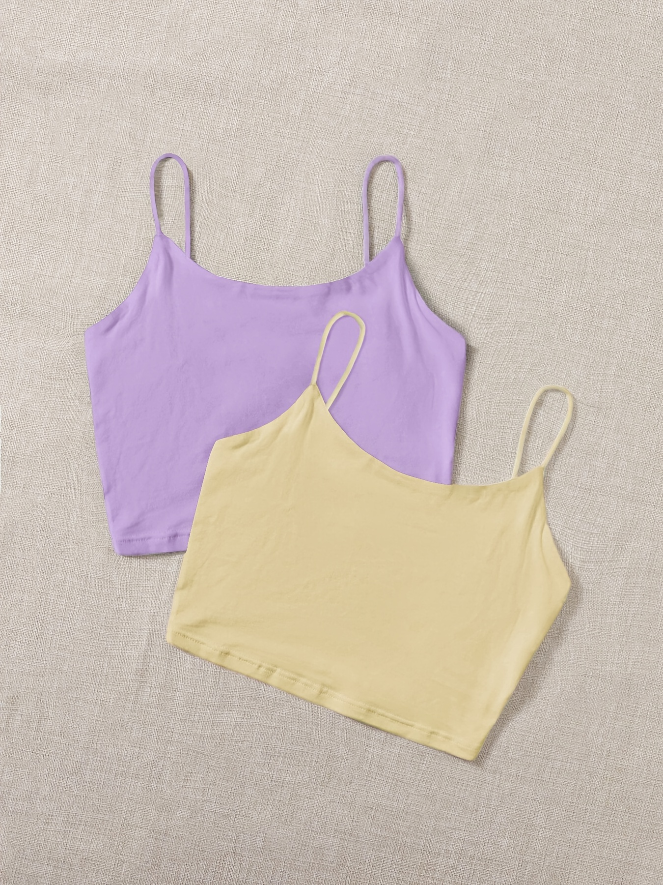 Two Pieces Crop Cami Tops Versatile Backless Spaghetti Strap - Temu