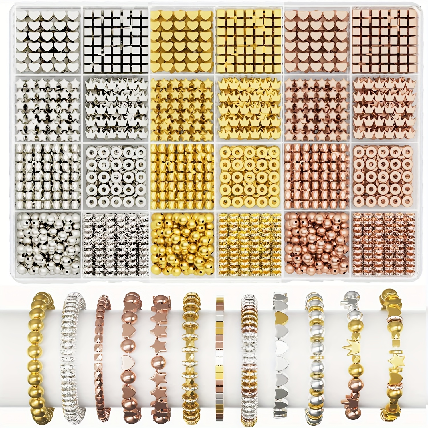 Golden Round Spacer Beads And Golden Letter Pattern Flat - Temu