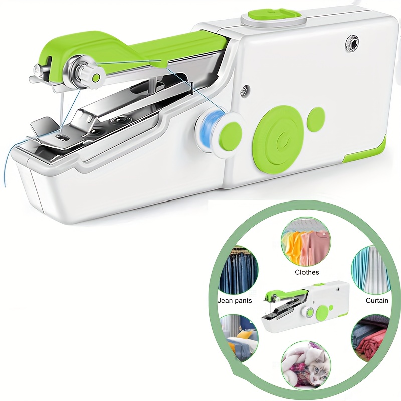 1pc Portable Handheld Sewing Machine - Quick Stitching Tool For Cloth,  Clothing And Kids Clothes - 2 Coils Included (Battery Not Included)