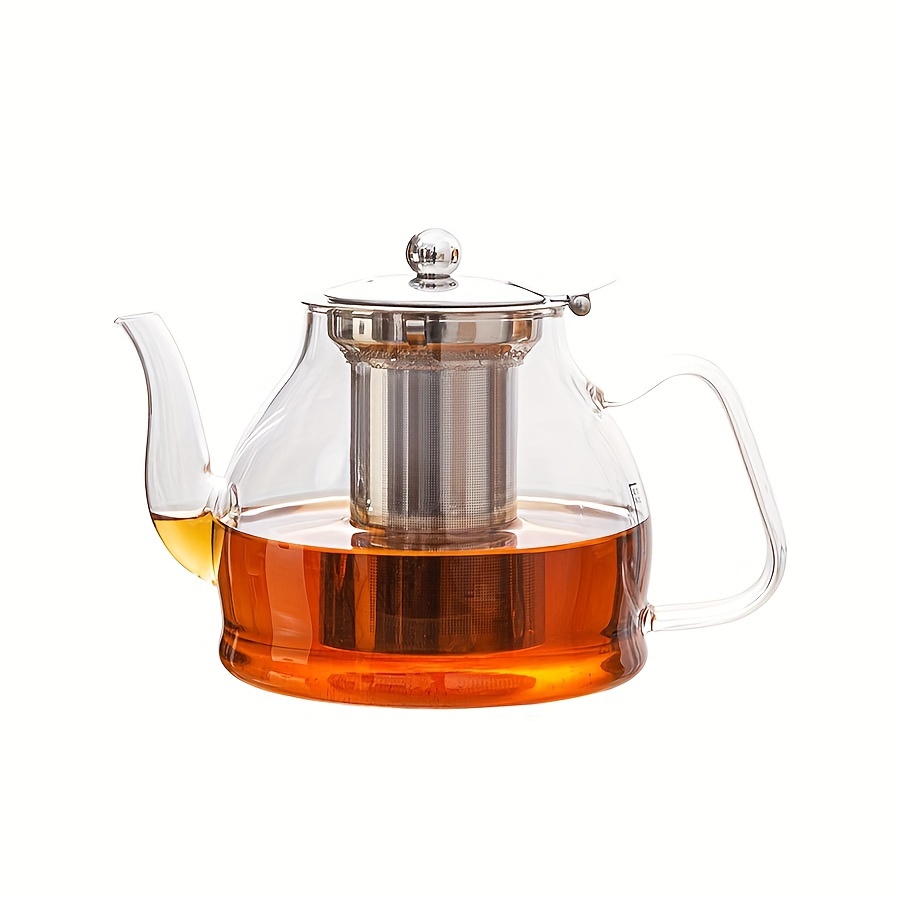 Tetera grande de vidrio de 51 onzas con infusor apta para estufa, teteras  para vaso de té suelto, tetera de vidrio para estufa, tetera transparente