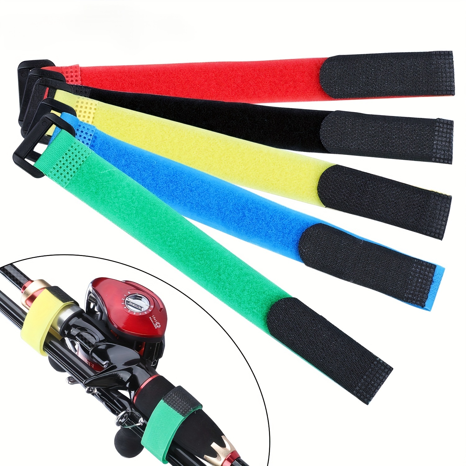 6pcs 6 Colors Nylon Fishing Rod Tie, Fishing Pole Holder Fastener Strap,  Fishing Rod Accessories