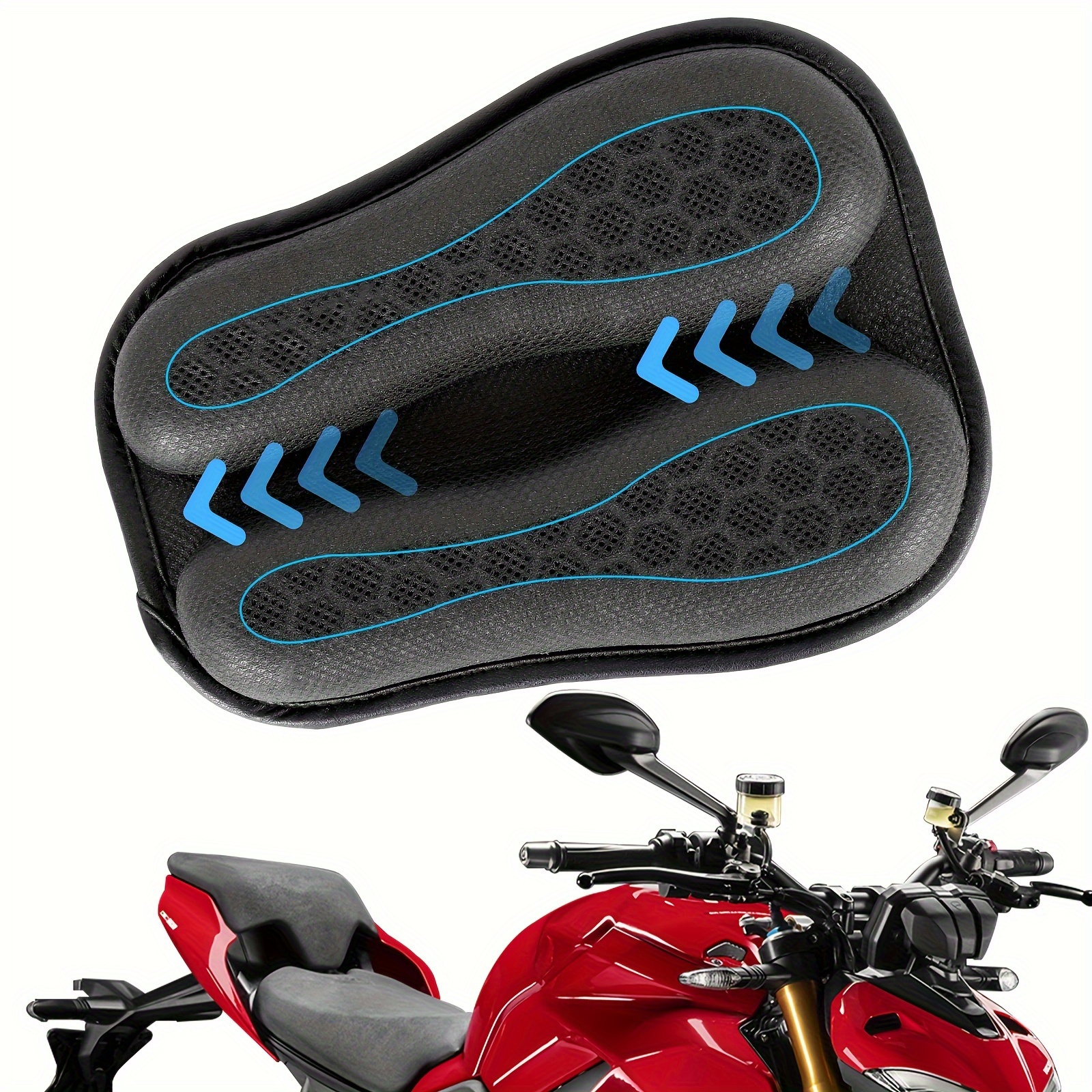  Lwuckbarrt Cojín universal de gel para asiento de motocicleta  delantero/trasero, estructura de cubierta de asiento de motocicleta de  panal 3D, transpirable, absorción de impactos para mayor comodidad :  Automotriz