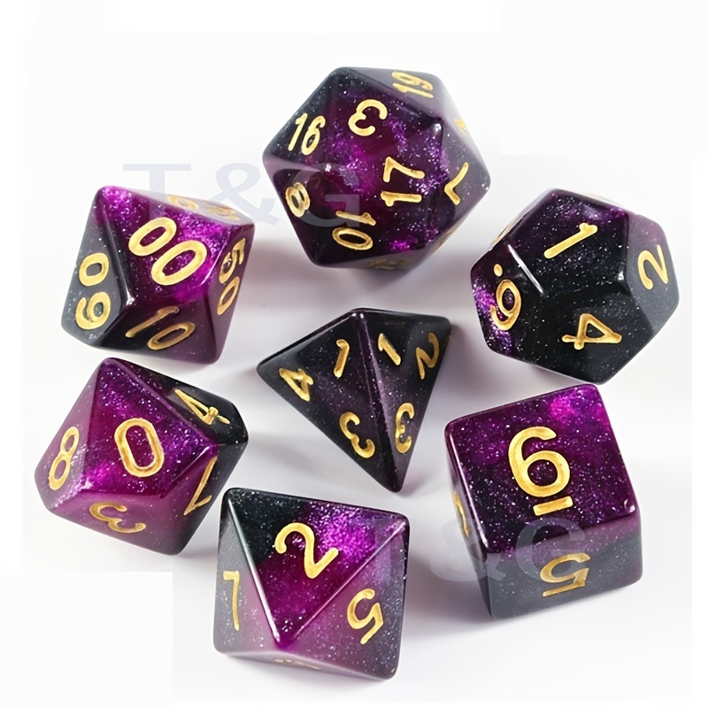 7pcs Starry Sky Two Polyhedral Dice Set Board Game Dice Set