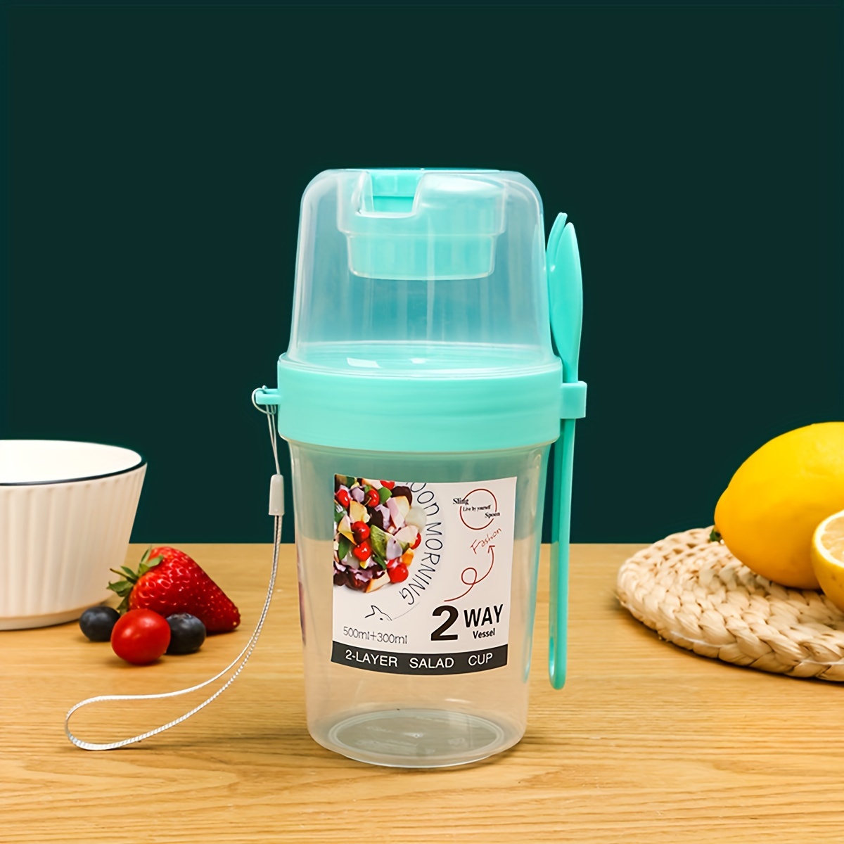 Salad Cup, Salad Meal Shaker Cup, Plastic Healthy Salad Container Wih Fork, Salad  Dressing Holder, Salad Cup For Picnic Lunch Breakfast, Salad Cup With Lid,  Portable Salad Cup For Outdoor, Kitchen Stuff 
