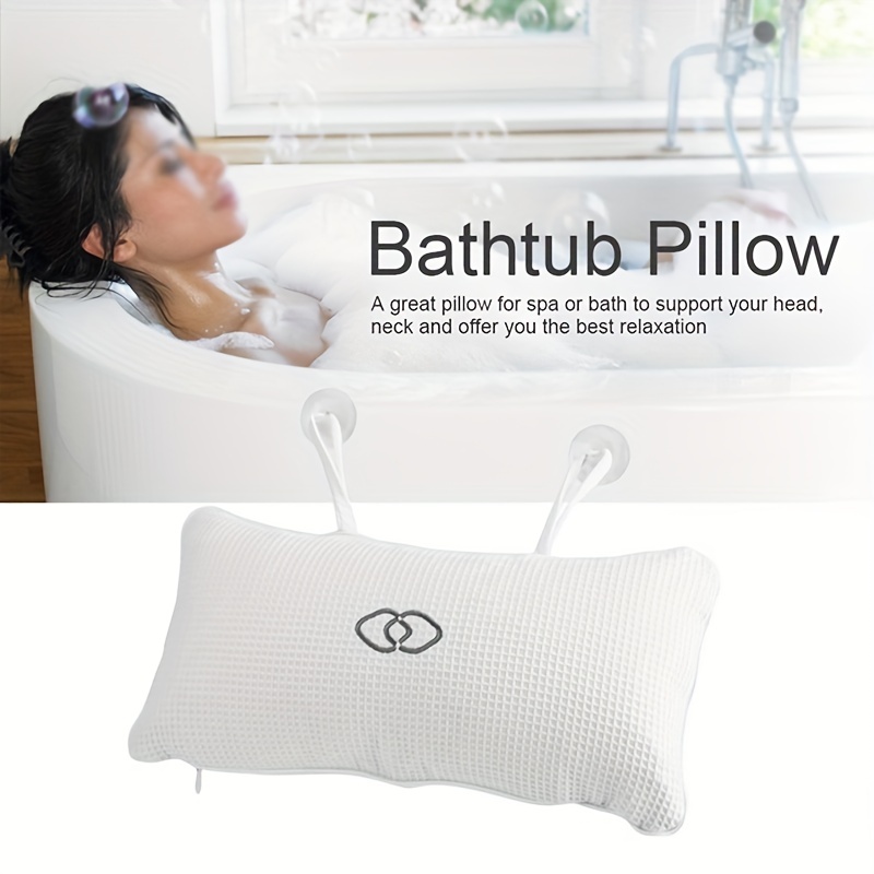 Bath Pillow with Suction Cups for Adult and Kids, Bathtub Pillow with Bath  Brush Set, Bath Pillow Luxury Bath Cushion for Tub Fast Dry, Bathtub Pillows  Rest for Neck Shoulder Head Back