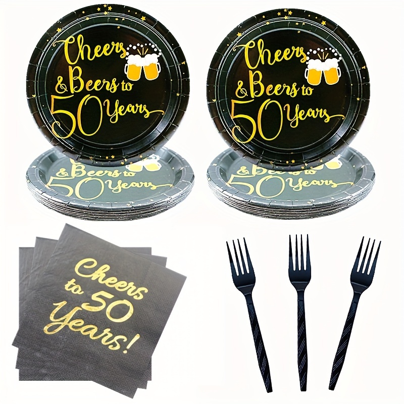 50th Birthday Party Supplies Cheers Beers Tableware Set Temu