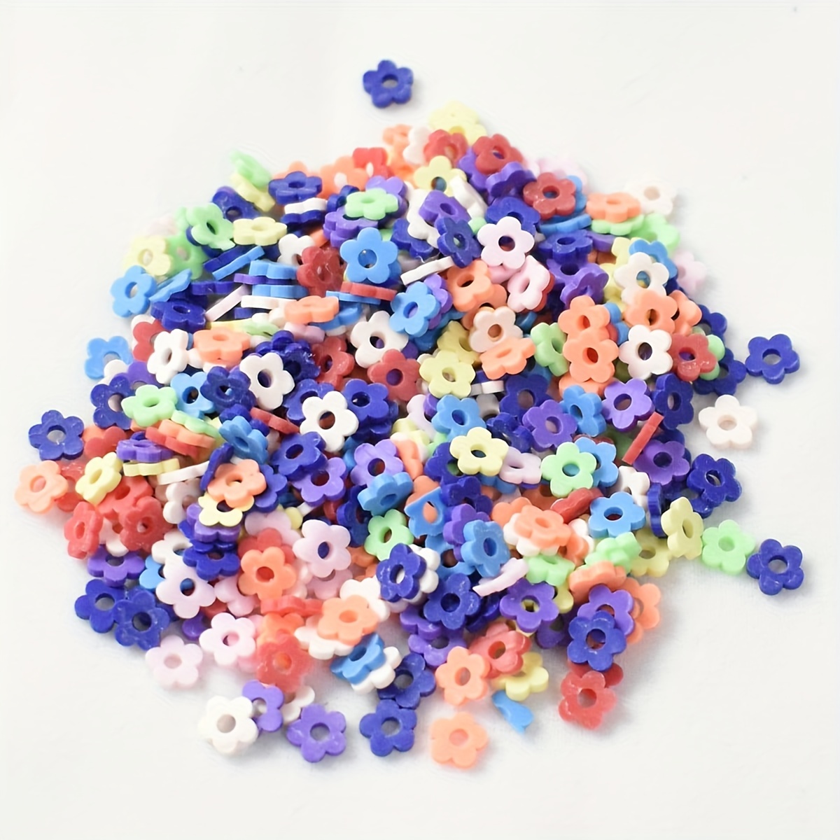 TEMU 500 Piezas De Cuentas De Partición De Flores De Arcilla Polimérica De 6 Mm, Colores Mezclados, Estilo Lindo Para Hacer Pulseras, Collares,