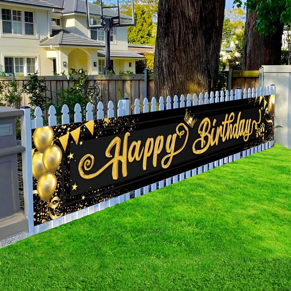 EBD Products Happy 60Th Birthday Banner Backdrop - 60 Birthday Party  Decorations Supplies For Men - Black Gold 4 X 6Ft