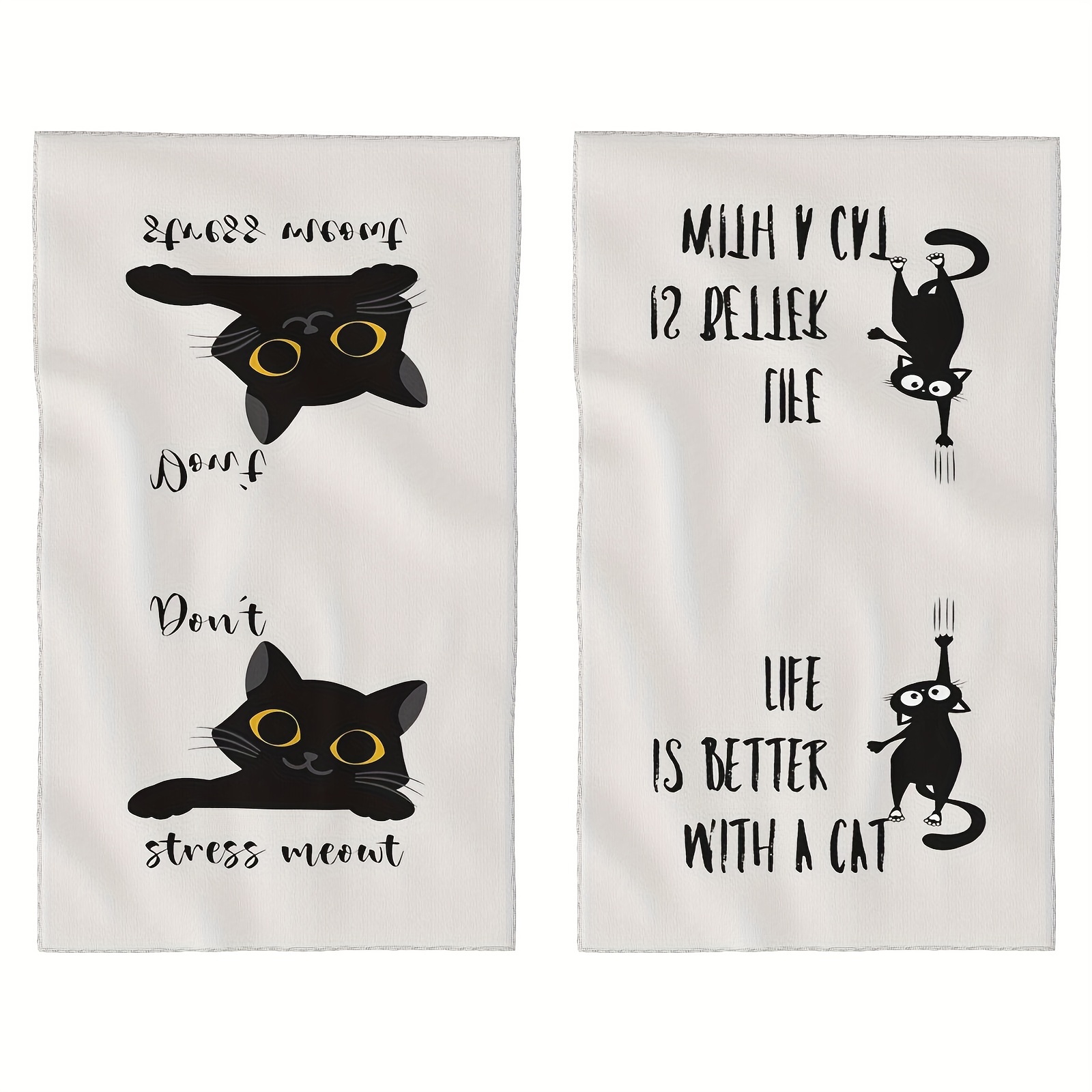 Hand Towels Cute Black Cat Dishcloth Modern Simple Style - Temu