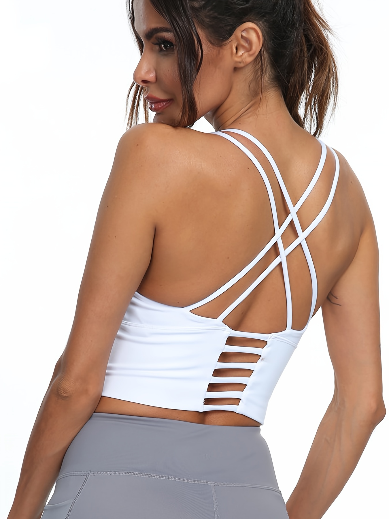 Cross Stripes Backless Sports Bra Shockproof Quick drying - Temu