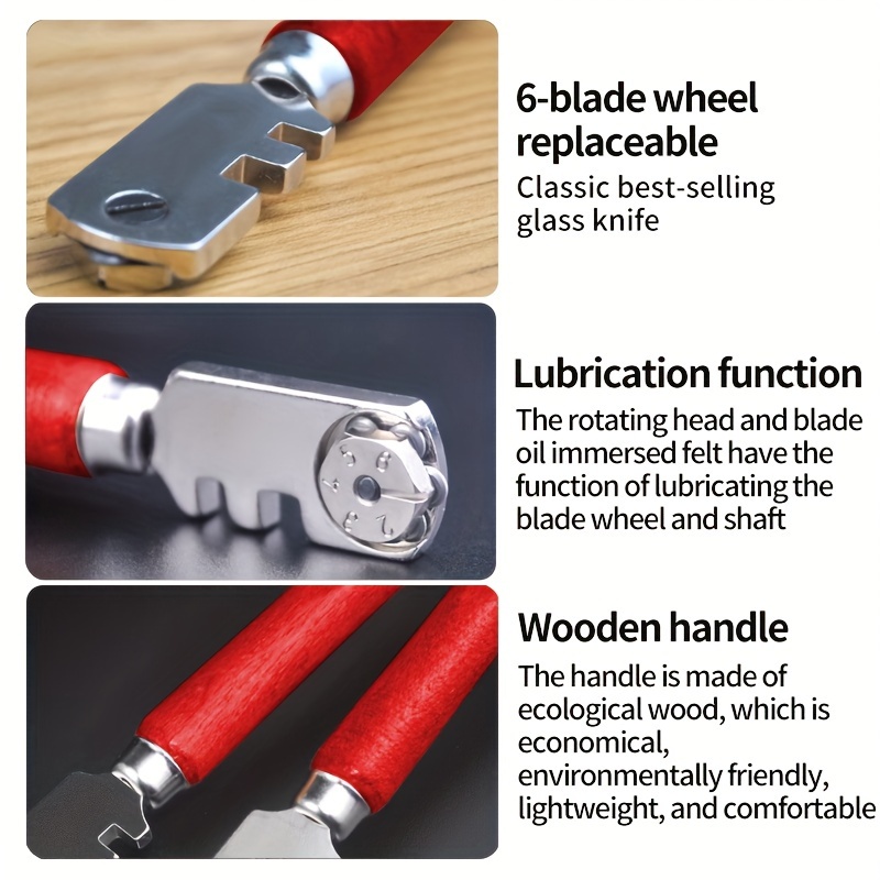 Multifunctional Portable Six-wheel Glass Tile Cutter Round Handle  High-strength Roller Glass Knife Round Flat Cutting Tool