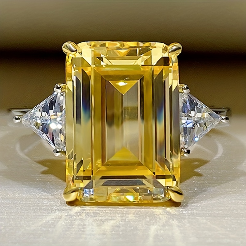 Yellow Cubic Zirconia Ring for Women