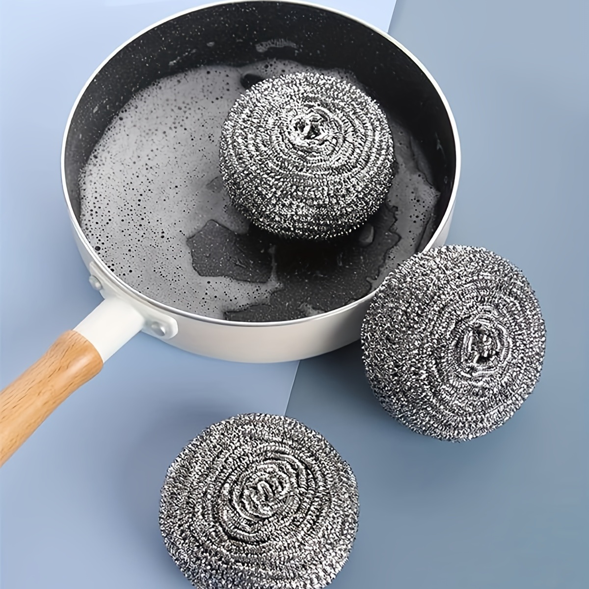 Metal Pot Pan Dish Wash Cleaning Scrubber Scouring Pad Ball 3pcs