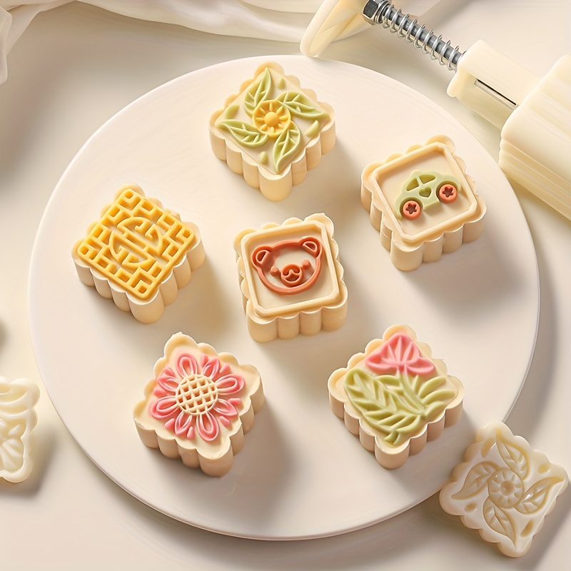 

Set, Diy Moon Cake Molds, Square Pastry Hand Press Cookie Stamps, Perfect For Mid Autumn Festivals And Baking, Kitchen Gadgets And Accessories For Home Kitchen