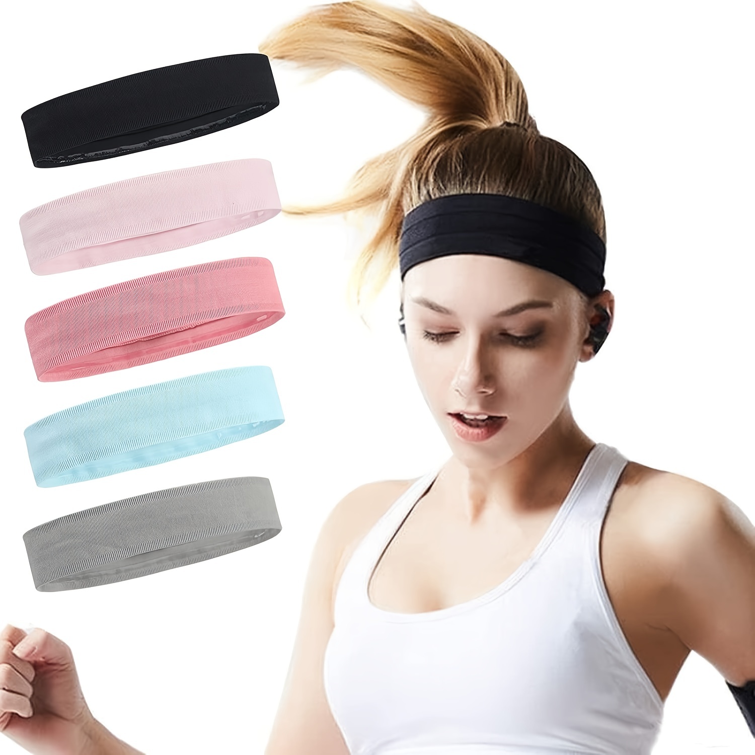 Diadema deportiva para hombres y mujeres, banda para el cabello que absorbe  la humedad, bandas de algodón para el sudor, para correr, ciclismo, yoga