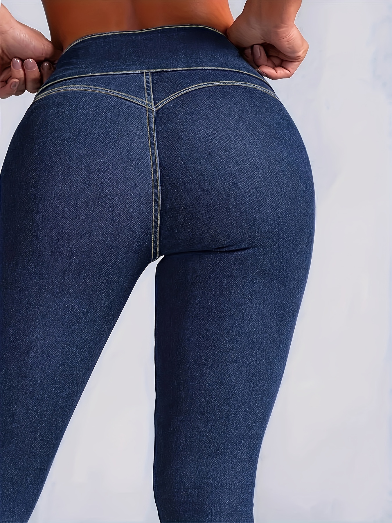 Women Push-Up Butt Lifting High Waist Stretchy Skinny Jeans Casual Denim  Pants Ladies Zipper Button Jegging Pencil Pants