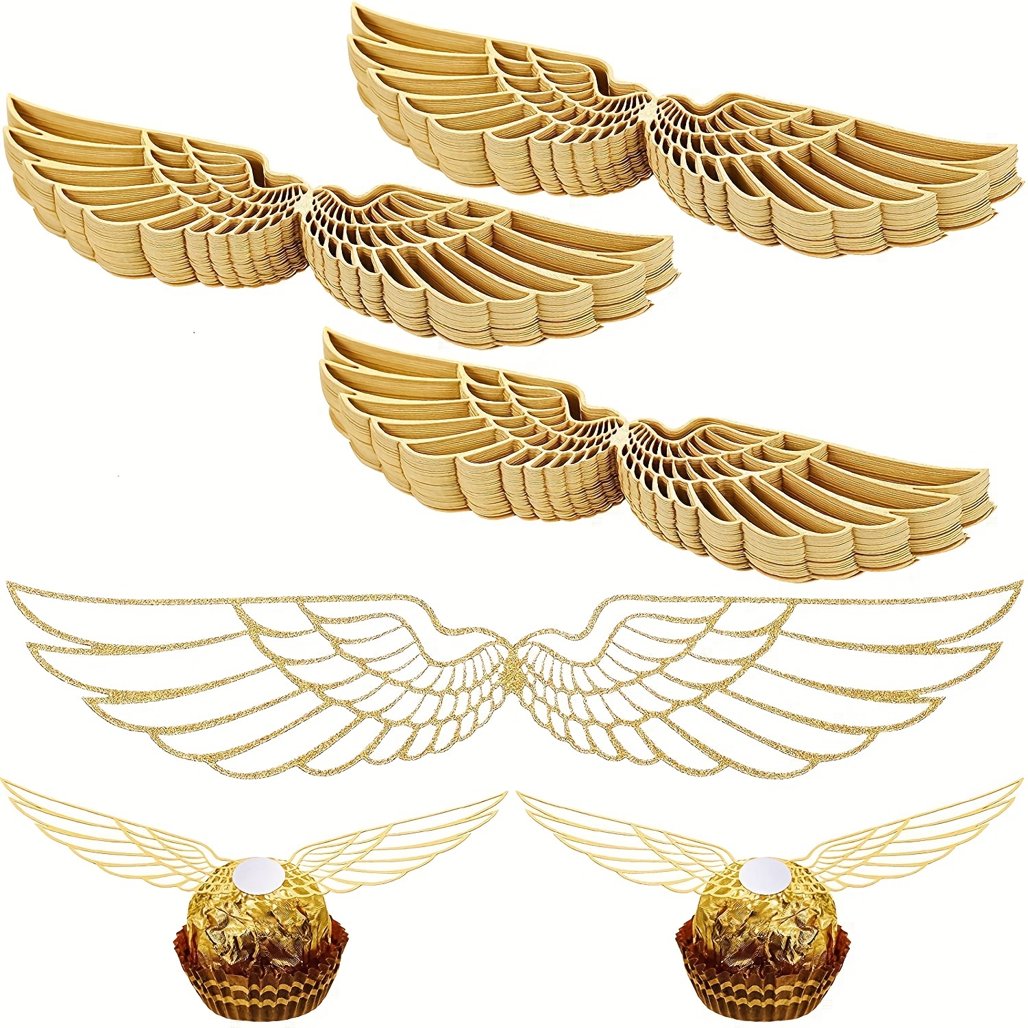 50PCS Wizard Party Chocolate Decoration Golden Snitch Wings