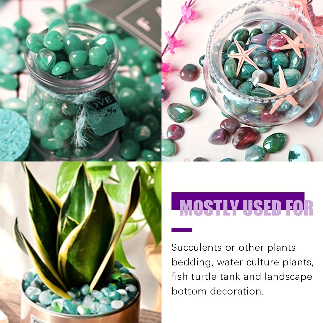 50g/100gm Natural Green Agate Chip Polished Tumbled Stone Gravel Plant  Healing Crystal Planter Vase Filler Decorative Rocks Terrarium Supplies  Small F