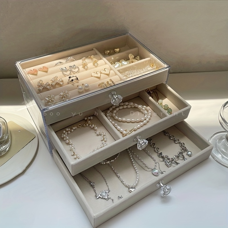 3 cajas de almacenamiento apilables con cajones, bandeja organizadora de  joyas, organizador de cajones pequeños, organizador de 4 cajones