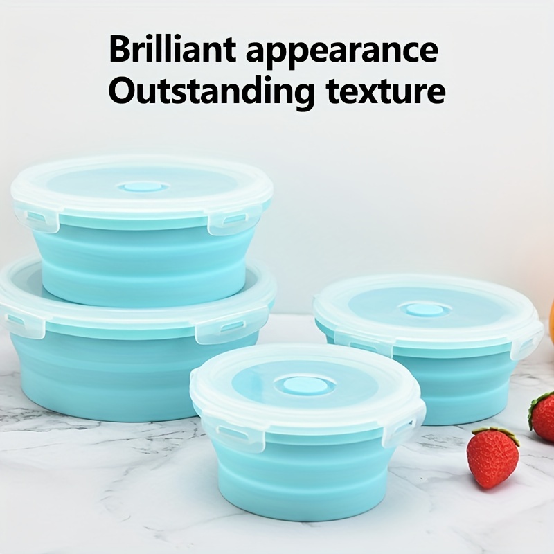 Collapsible Silicone Lunch Box Portable Folding Food Storage Containers  Kitchen Microwave Oven and Freezer Safe