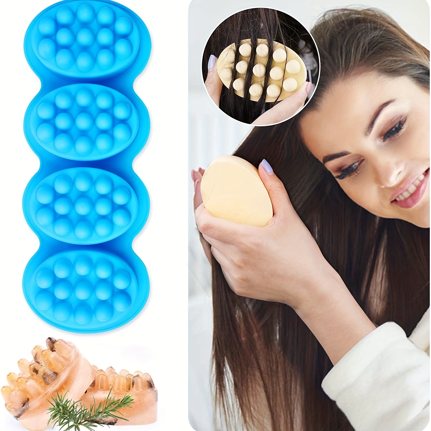 Silicone Massage Bar Soap Molds Blue 3d Hair Comb Ice Mold - Temu