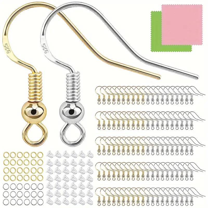 122pcs Earring Hooks, Hypoallergenic Plating Silver Earring Hooks For  Jewelry Making, Earring Making Kit, Earring Making Supplies With Earring  Backs A