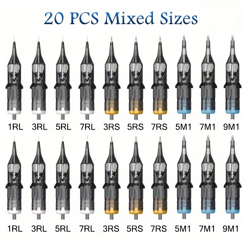 20Pcs Ambition Tattoo Needle Cartridges RL RS M1 RM Disposable  Semi-Permanent Eyebrow Needles For Cartridge Tattoo Machine Pen