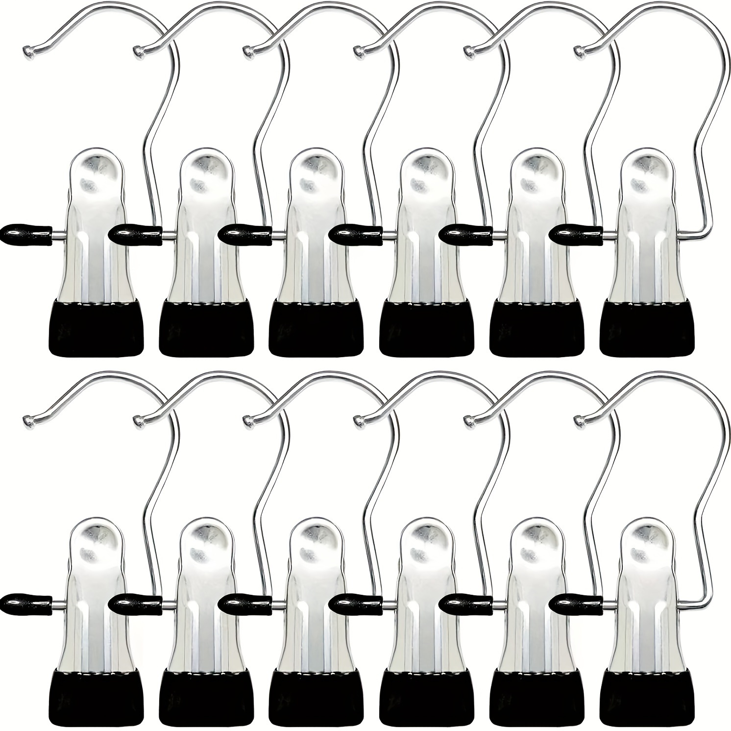 8Pcs Black Clothes Pins with Springs Sock Clip Strong Laundry Hook