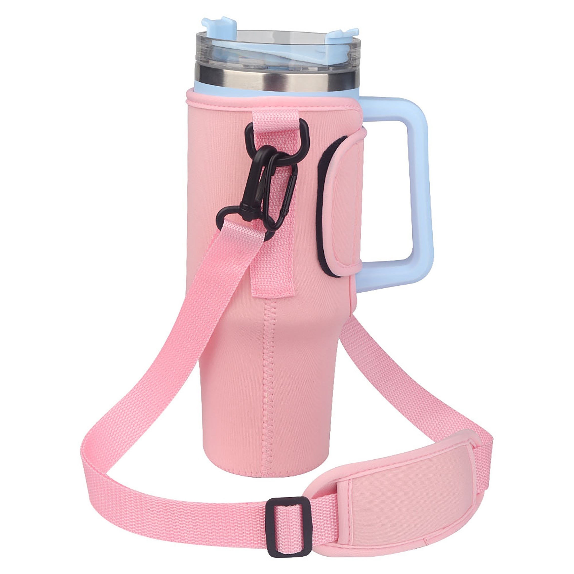 40oz Insulated Tumbler Cup Sleeve, Adjustable Shoulder Strap Water Bottle  Carrier