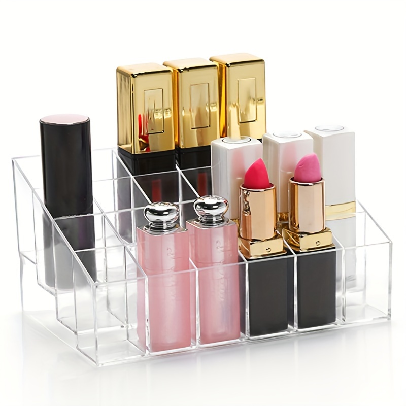 NA Organizador de maquillaje con cajas de exhibición totalmente abiertas,  marco de almacenamiento de esmalte de labios, caja de sombra de ojos, lápiz